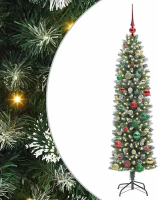 Image de vidaXL Arbre de Noël artificiel élancé vert et blanc 150 cm