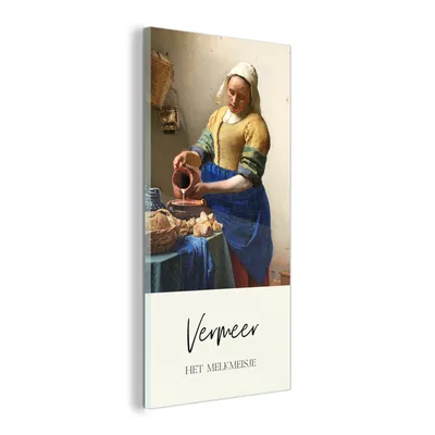 Obrázek produktu pro MuchoWow® Obrazy na skle - Nástěnné obrazy - Fotografie na skle Umění - Mlékařka - Vermeer 20x40cm Nástěnná dekorace ze skla - akrylová malba na sklo - akrylové