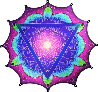 Produktbild von PSYWORK Schwarzlicht Segel Elasthan Dodekagon "Neon Sacred Church", 2,25x2,25m