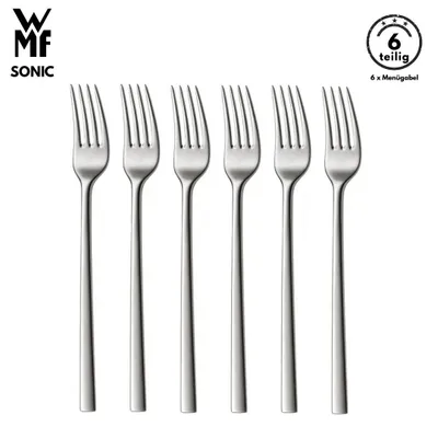 Produktbild von WMF Sonic Menügabel Set , 6-teilig, Cromargan® Edelstahl, Essbesteck, spülmaschinenfest, Gabel, Bestecksets, Tafelgabeln, bestecke, Gabelset