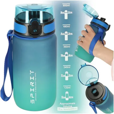 Immagine prodotto di Borraccia sportiva con beccuccio, senza BPA, capacità 600 ml, colore blu-verde