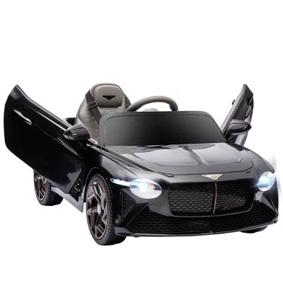 Image de HOMCOM Voiture électrique pour enfant de 3 à 5 ans, 2 moteurs 12V 25W, 3-5 Km/h, télécommande 2,4G, MP3, klaxon, 2 phares et 2 feux arrière, roues suspendues, 2 portes ouvrables, Bentley Bacalar, noir
