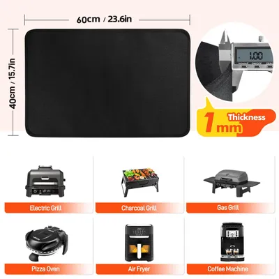Imagen del producto de Alfombrilla resistente al calor para parrilla, ignífuga, de 40x60x0,1 cm, para usar en la parrilla