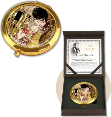Produktbild von Carmani - Gustav Klimt Der Kuss Spiegel - Taschenspiegel - Schminkspiegel - Geschenkidee - Kompaktgröße