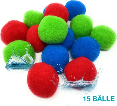 Produktbild von Splash Bälle Wasserbomben 15er Set - Wasserballons Wiederverwendbare XXL Bomben - Ball für Kinder Spiel Wasserspaß - Schwamm Ball Plüschbälle Wasser Waterbomb