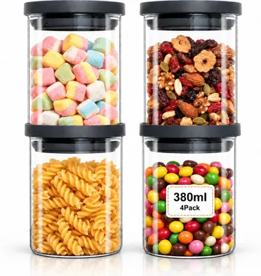 Image de VINATO - Lot de 4 bocaux de conservation - Boîtes de rangement avec couvercle hermétique en verre borosilicaté