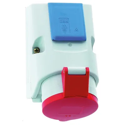 Produktbild von Bals Elektrotechnik Kombi-Wandsteckdose - Anschlußfertig verdrahtet mit Sicherungssockel, 3P+N+PE, 6 h, Blau, Grau, Rot, Polyamid, IP44, 200 - 415 V