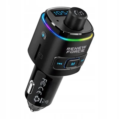 Zdjęcie produktu dla Samochodowy transmiter FM Bluetooth 3 w 1 z wyświetlaczem LED - Czarny