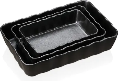 Produktbild von Auflaufform Set, vancasso FORTE 3 teilige Ofenform aus Steingut, eckiges Backformen Set