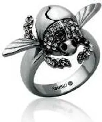 Image de Goebel Aladdin Anneau scarabée doré, Disney, bague scarabée, bijoux, or blanc, 14 carats, taille 7, 12101631
