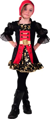 Produktbild von Piratin Eliza Kleid mit Kopftuch Seeräuberin Kinder Karneval Kostüm 116-152
