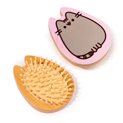 Image de Brosse à cheveux en forme de Pusheen en bambou