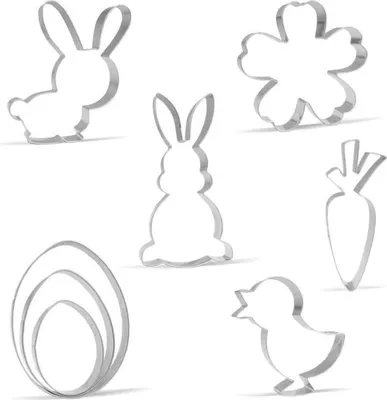 Image de Set d'emporte-pièces de Pâques 8 pièces lapin fleur œuf de Pâques poussin carotte