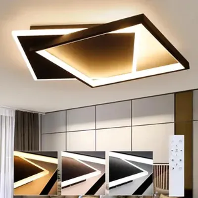 Produktbild von ZMH LED stropní světlo černé obývací pokoj stmívatelné s dálkovým ovládáním stropní svítidlo 44W Square Metal pro ložnici kancelář kuchyň jídelna