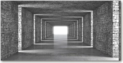 Produktbild von Tulup® Leinwandbild - 140x70 cm - Wandkunst - Drucke auf Leinwand - Leinwanddruck  - Kunst: modern & klassisch - Grau - Ziegelstein-Tunnel