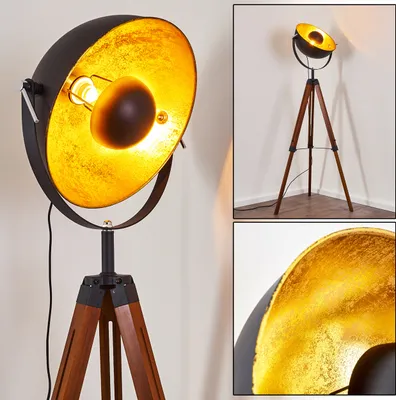 Produktbild von Ghedi »Ghedi« Vintage Stehleuchte in Schwarz/Gold aus Metall