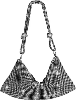 Image de Topchances Femme Soirée Sac d'embrayage, Scintillant épaule strass sac de soirée de mariage Sacs à main Pour Mariage Party (Noir)