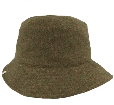 MtM warmer Bucket Stoff-Fischerhut aus Wolle mit Ohrenklappen in grün