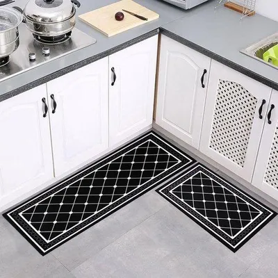 Productafbeelding van Antislip vloerkleden voor woonkamer, hal en eetkamer, set van 2 stuks, afmetingen 40 x 60 cm + 40 x 120 cm