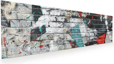 Produktbild von Glasbild 120x40cm in XXL für Wohnzimmer, Schlafzimmer Motiv Graffiti Mauer