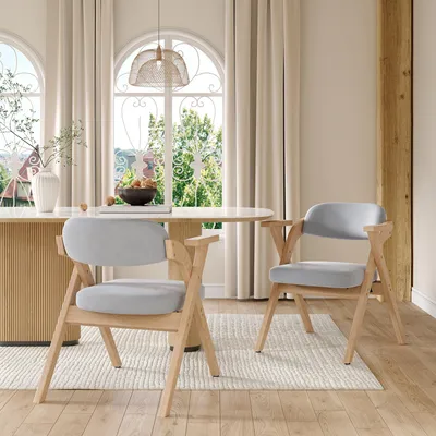 Image de Sweiko 2 chaises de salle à manger pliantes, chaises de salle à manger en bois massif, confortables et respirantes, pliables et rangeables, adaptées à la salle à manger, au salon, au café, style moderne, coussin en velours, gris