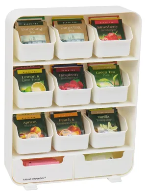 Teeorganizer Kunststoff weiß 11 Fächer 26,03 x 8,25 x 34,92 cm