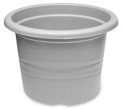 Image de Pot de fleurs rond en plastique Garronda pour fleurs et autres plantes GD-0022 (1 pièce - gris, 28 cm, H = 20 cm)