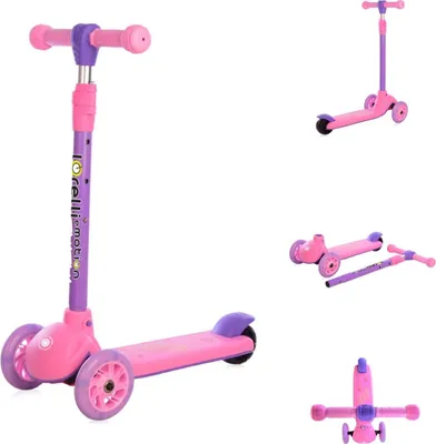 Produktbild von Lorelli Kinderroller Tamtam 3 Räder, höhenverstellbar, Leuchträder, Fußbremse rosa