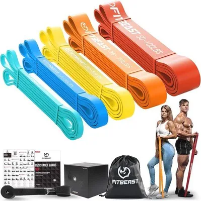 Produktbild von Famanu Widerstandsbänder Set für Pull-Ups und Krafttraining - 5 Widerstandsniveaus