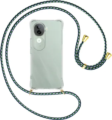 Produktbild von Handykette Backcover-Schutzhülle mit Band (Metall goldfarben) für Vivo iQOO Z9S 5G - grün/blau/weiß
