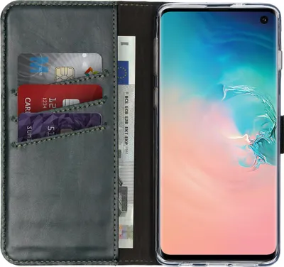 Image de Selencia Bibliothèque en cuir véritable pour le Samsung Galaxy S10 - Vert