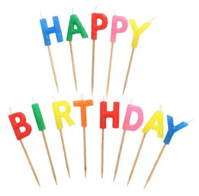 Produktbild von Papstar Buchstabenkerzen-Set 8 cm "Happy Birthday", 16 x 1 Stück
