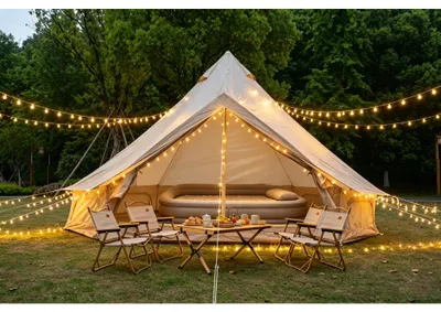 Produktbild von AIORBER Glockenzelt 300cm Jurte Zelt für 3-4 Personen mit Ofenrohrdurchführung Wasserdichtes Glamping Familienzelt 4 Jahreszeiten Campingzelt, Beige