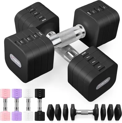 Imagen del producto de Conjunto de mancuernas ajustables de 2 a 5 kg, 4 en 1, compacto, para entrenamiento en casa