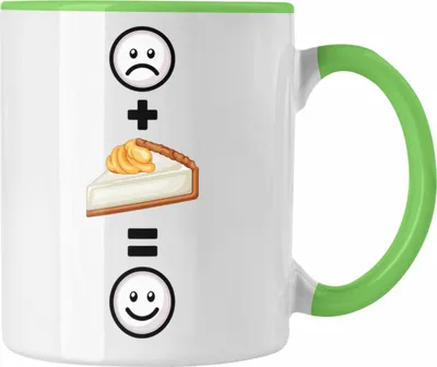 Produktbild von Trendation - Kuchen Tasse Geschenk für Kuchen-Liebhaber Lustige Geschenkidee :( + Kuchen = :) Geburtstag (Grün)