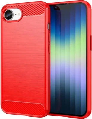 Produktbild von Mobigear Brushed Slim iPhone 16e Hülle Flexibles TPU Backcover - Rot