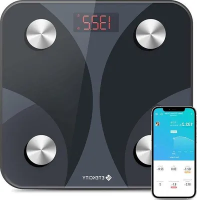Imagen del producto de Báscula de análisis corporal, con 12 mediciones, IMC, porcentaje de grasa, masa muscular, Bluetooth, capacidad máxima de 180 kg, color