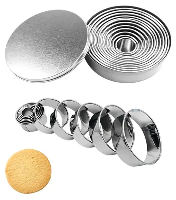 Produktbild von Ausstechformen Set Rund - 12-teilig aus Edelstahl - Für Gebäck Donut Mousse und Kuchen - Mit Aufbewahrungsbox
