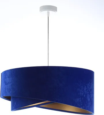 Produktbild von Pendelleuchte Stoff E27 rund D: 50 cm H: max. 102 cm in Weiß Kobaltblau Gold Modern Hängeleuchte Hängelampe