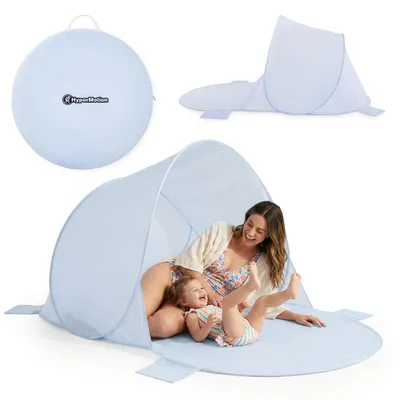 Zdjęcie produktu dla HyperMotion namiot plażowy samorozkładający pop-up 200 × 130 × 90 cm, z podłogą, 4 kieszeniami na piasek i torbą transportową