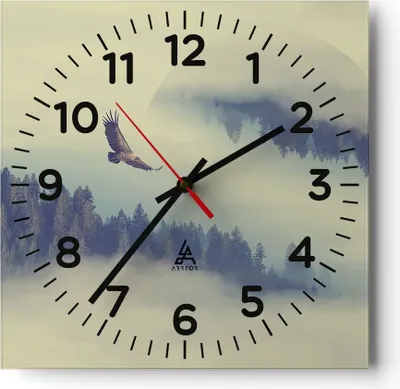 Produktbild von Wanduhr - Quadrat - Glasuhr - Vogel Natur Wald - 30x30cm - Schleichendes Uhrwerk - Lautlos - zum Aufhängen bereit - Dekoration Modern - Wanddekoration aus Glas - C4AC30x30-3853