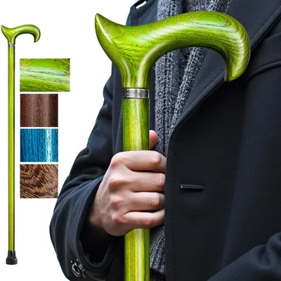 Productafbeelding van Handgemaakte Houten Wandelstok - tot 226 kg belastbaar - ergonomisch design
