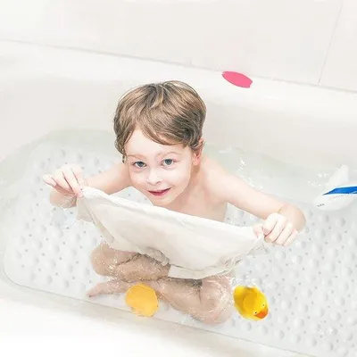 Image de Tapis de douche antidérapant 100 x 40 cm, lavable, blanc