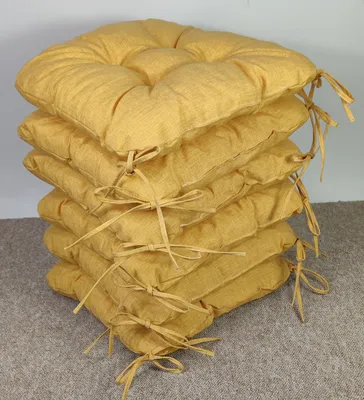 Produktbild von Set 6 x Stuhlkissen/Sitzkissen Lara 38 x 38 cm Dicke 8 cm, Fb. Colore Giallo ( gelb ) mit Schleifen