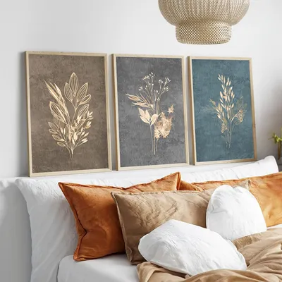 Produktbild von Wallity, Elegantes Dekoratives Wandbild (3 Teile), 50 x 35 cm | 100% MDF (3 mm) mit Rahmen aus massivem Holz (2 cm) | Perfekt für modernes Wohndesign und stilvolle Akzente.
