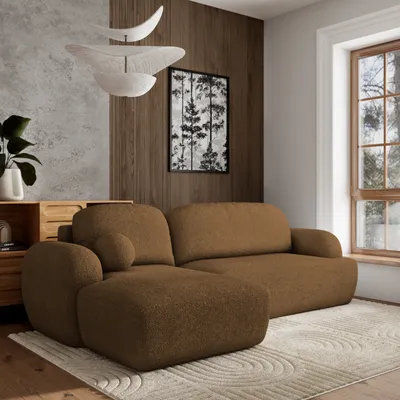 Produktbild von Masseno Ecksofa MODENZA N L-S mit Schlaffunktion L-Form, Sofa mit Bettkasten, Wohnzimmersofa, Couch, Soffa, Bettsofa, Couchgarnitur- Braun, NOW OR NEVER 56