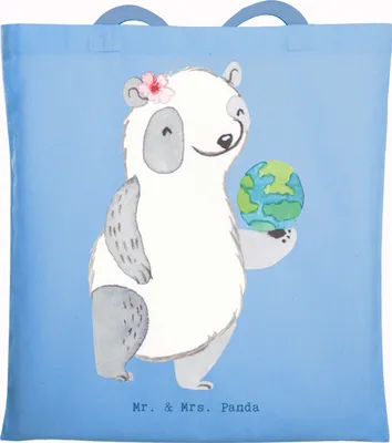 Produktbild von Mr. & Mrs. Panda Schultasche Touristikkauffrau Herz - Sky Blue - Geschenk, dokumententasche, Laptoptasche, Büchertasche, Tote Bag, Tragetasche, Jutebeutel