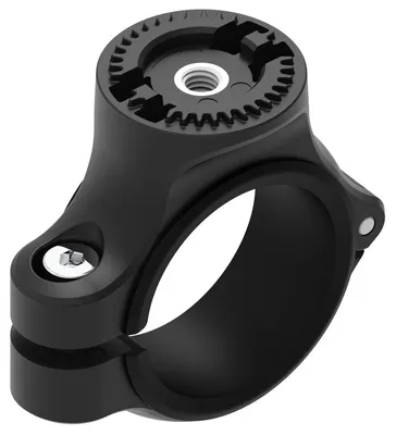 A black bicycle handlebar mount.
