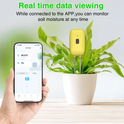 Produktbild von Boden Tester Temperatur Feuchtigkeit Test Meter Topfpflanze Feuchtigkeit Messgerät Mobiltelefon APP Steuerung