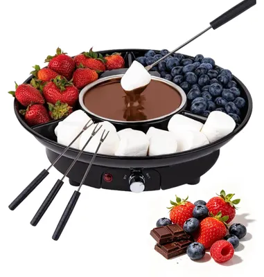 Chocoladefondue 260 ml, 2 Temperaturstufen, 4 Spieße, Schwarz